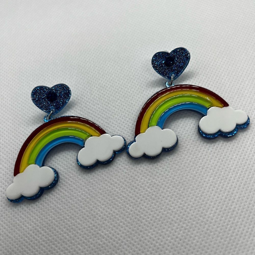 EARRINGS! Rainbow Heart Cloud earrings! So cute! Brand new, Never worn